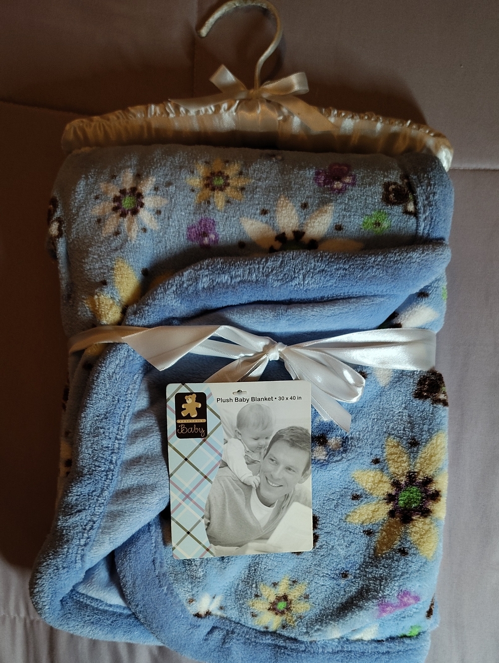 Plush Baby Blanket by Baby - Light Blue Floral Plush Throw